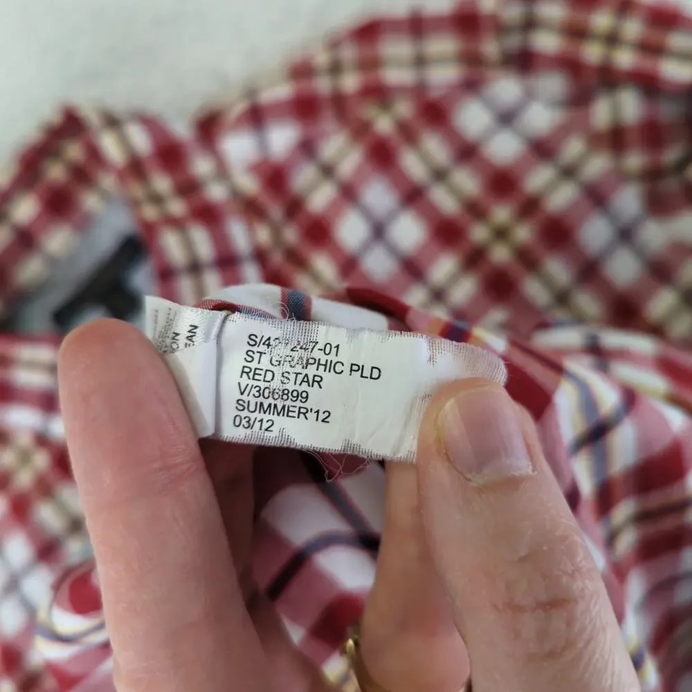 Banana Republic Soft Wash Shirt Red Plaid Button-down Oxford Mens Medium 15-15.5